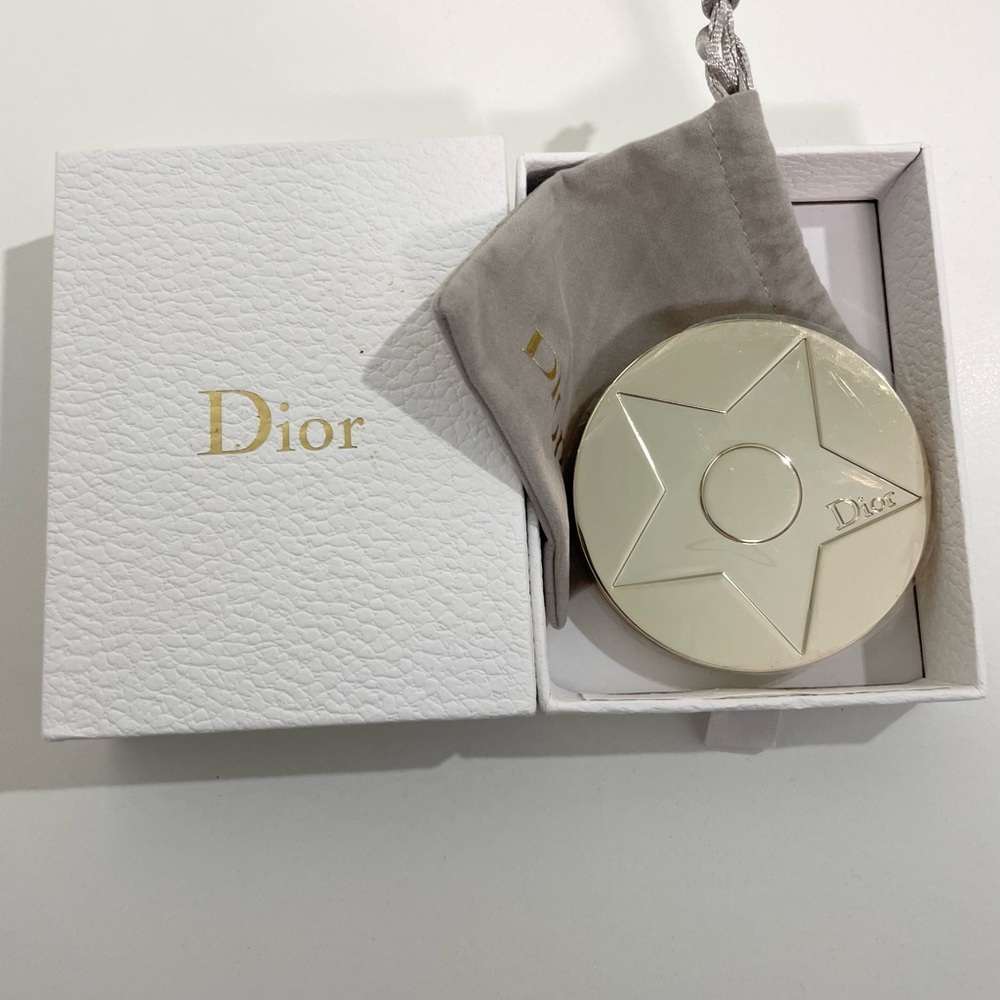Dior Silver Compact with Iconic Star Design